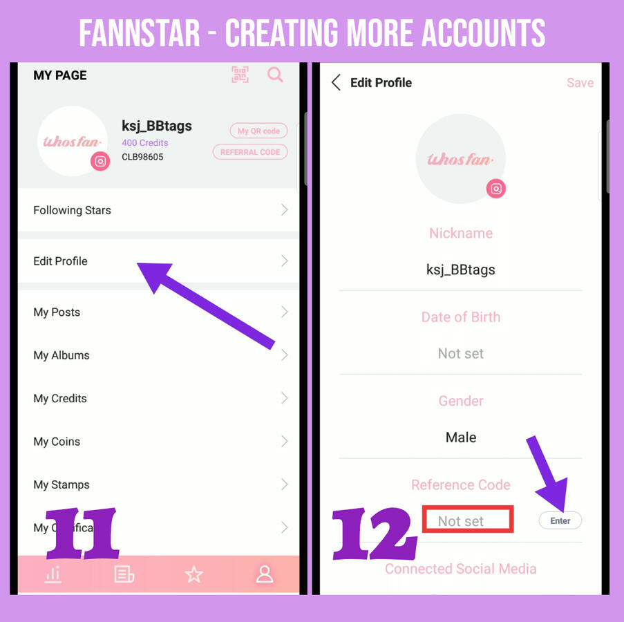 (11) If incase that you missed putting referral code upon signing up, just go to ur profile, click edit profile information. (12) Input your referral code & click enter